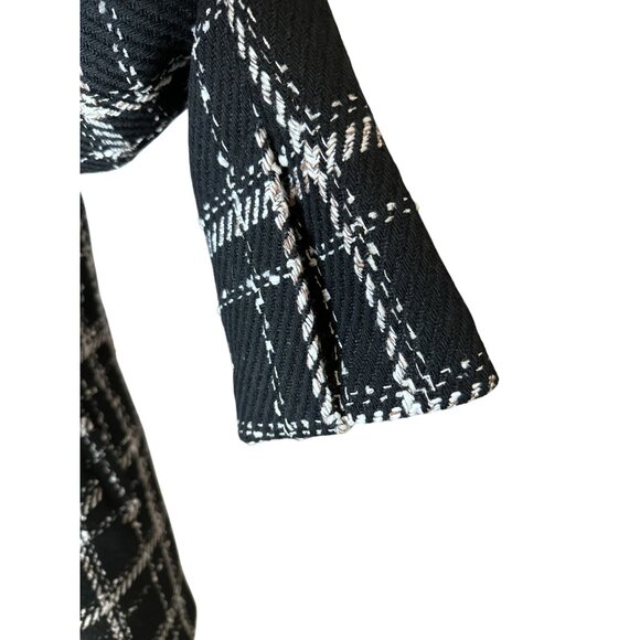 Sam Edelman Tweed Pea Coat Black Double-Breasted Plaid Lined Size Large - Picture 5 of 10